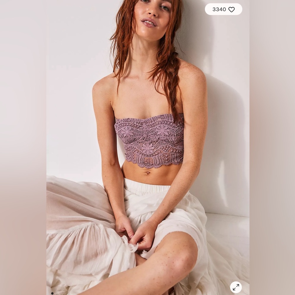 FREE PEOPLE FP One Lumi Bandeau SIZE MEDIUM LACE STRAPLESS BRA TOP